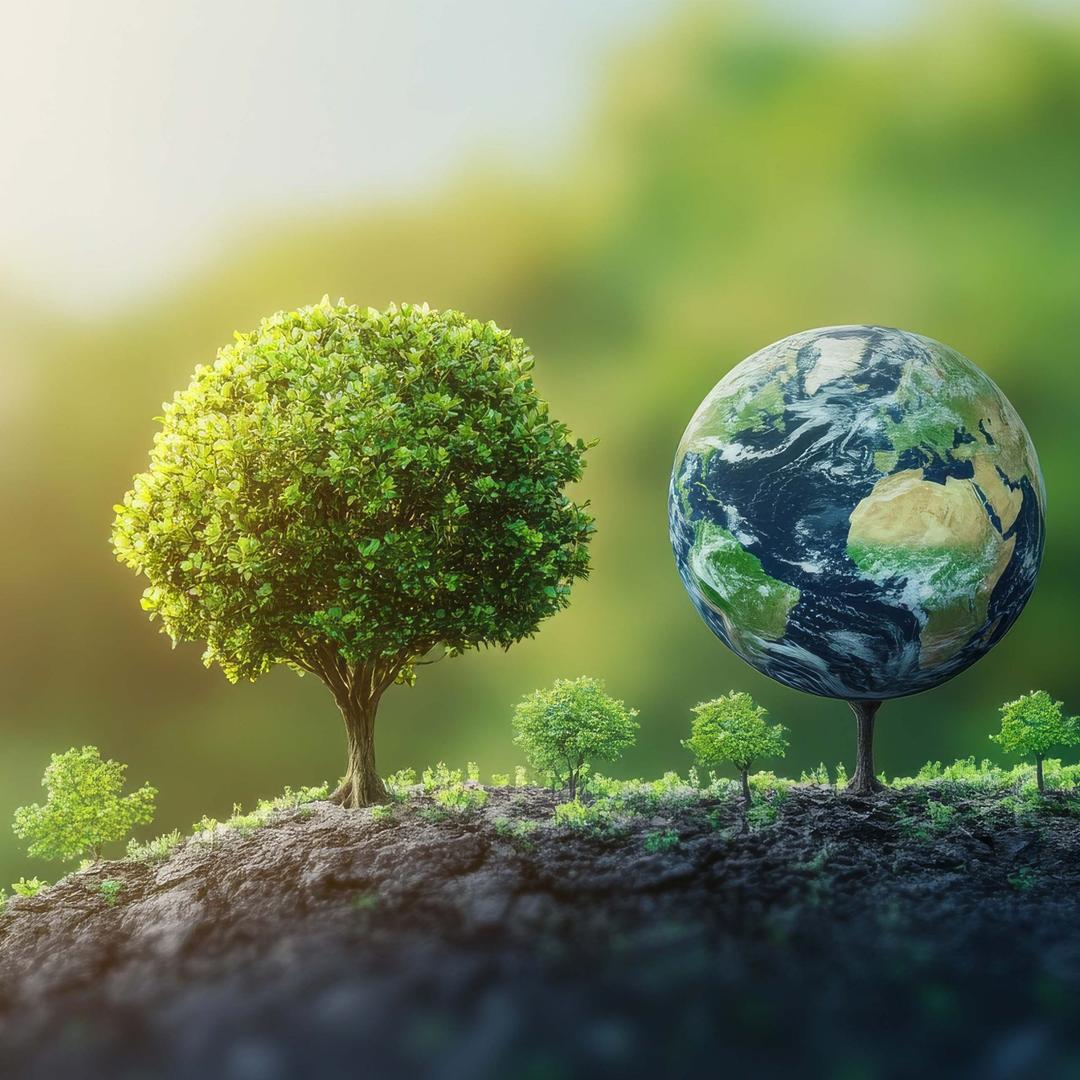 AI-bild från Adobe Stock som visar träd och ett jordklot